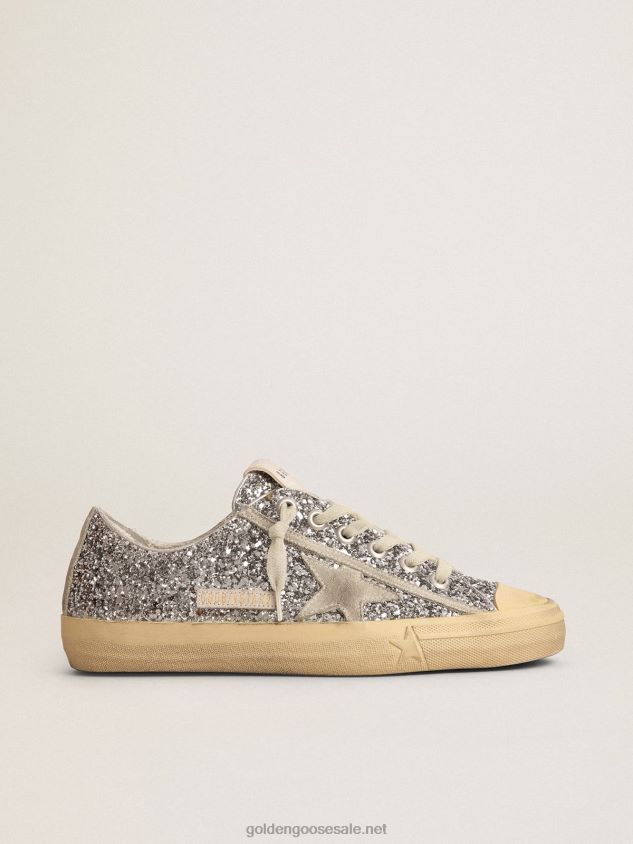 V-Star LTD sneakers in silver glitter with ice-gray suede star FN20N125 Women Golden Goose