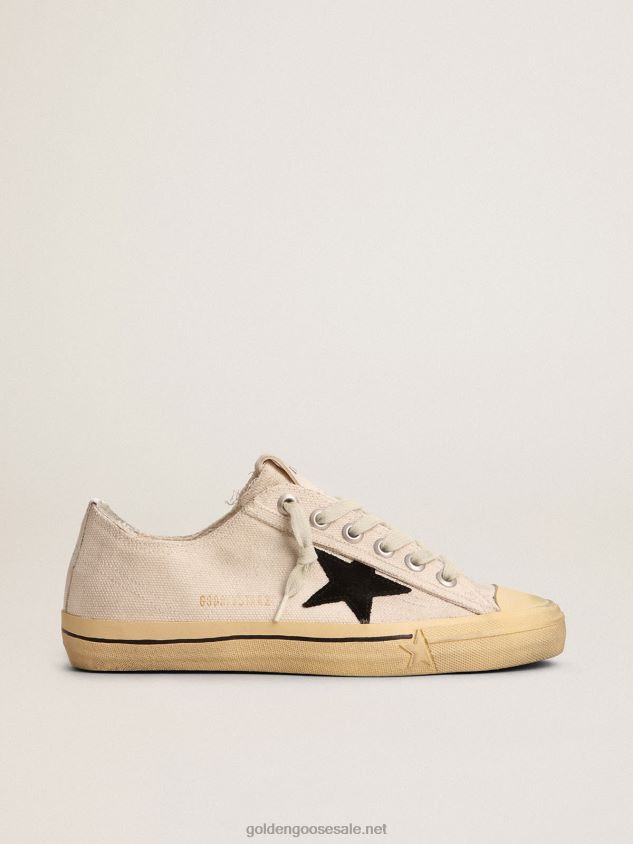 V-Star LTD sneakers with black suede star and embroidered lettering FN20N113 Women Golden Goose