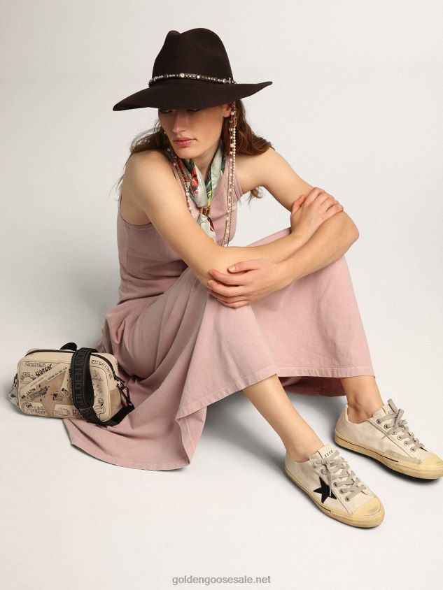 V-Star LTD sneakers with black suede star and embroidered lettering FN20N113 Women Golden Goose