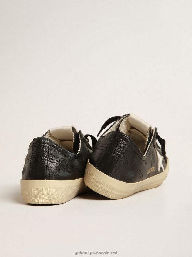 V-Star in black nappa leather with white star and Swarovski crystal toe FN20N242 Women Golden Goose