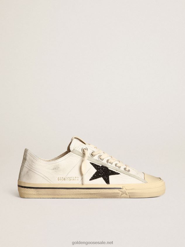 V-Star in white nappa leather with a black glitter star FN20N158 Women Golden Goose