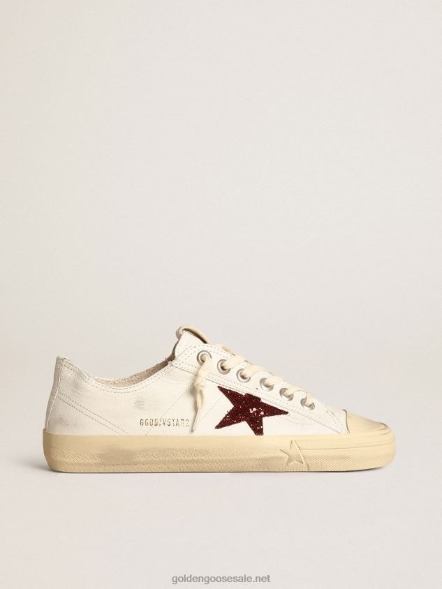 V-Star sneakers in white nappa leather with red glitter star FN20N43 Women Golden Goose