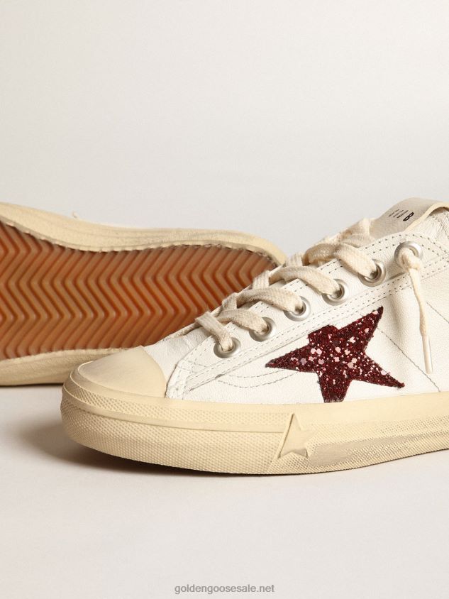 V-Star sneakers in white nappa leather with red glitter star FN20N43 Women Golden Goose