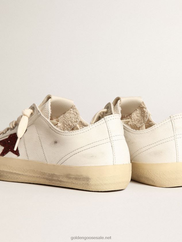 V-Star sneakers in white nappa leather with red glitter star FN20N43 Women Golden Goose