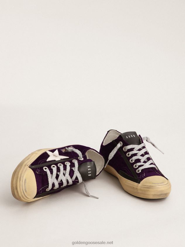 V-star LTD sneakers in purple velvet with a white leather star FN20N131 Women Golden Goose