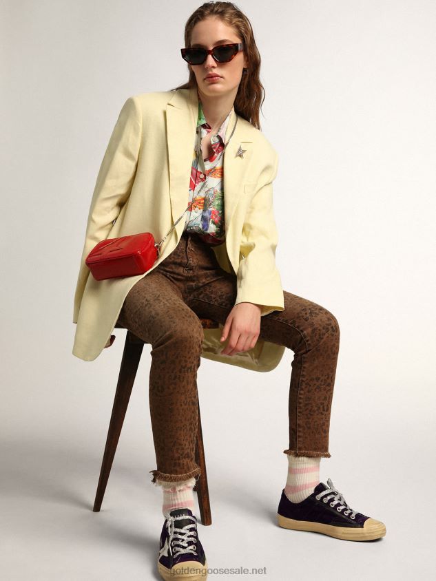 V-star LTD sneakers in purple velvet with a white leather star FN20N131 Women Golden Goose